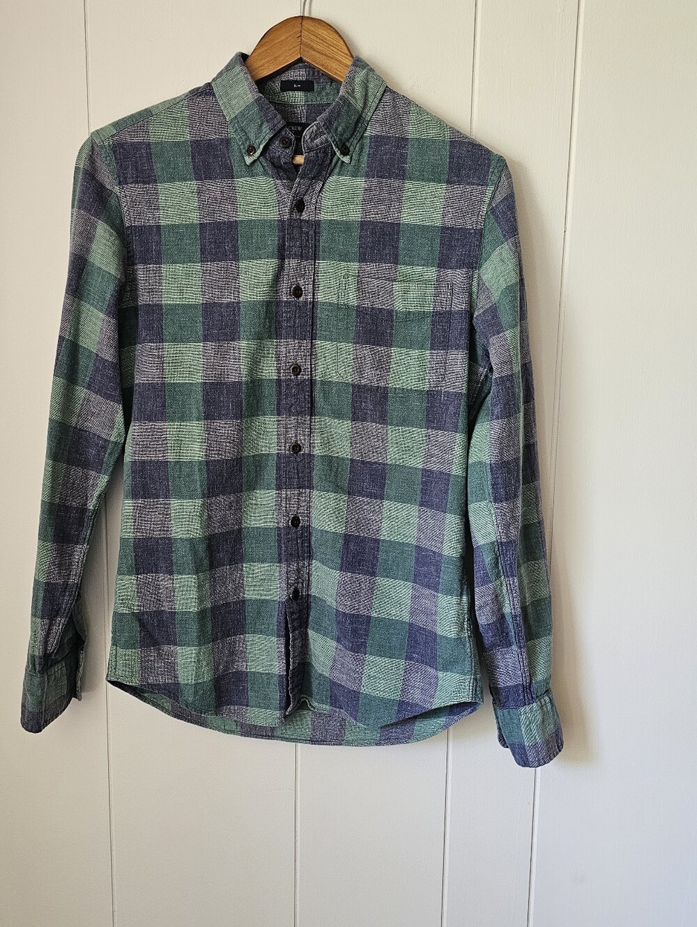 J. Crew Green and Navy Plaid Button-Down Shirt Slim Fit